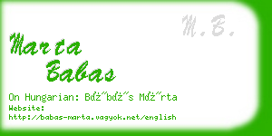 marta babas business card